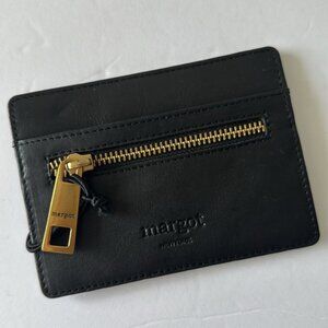 Margot Leather Black Flat Wallet Card Case Cleo CC Stacker